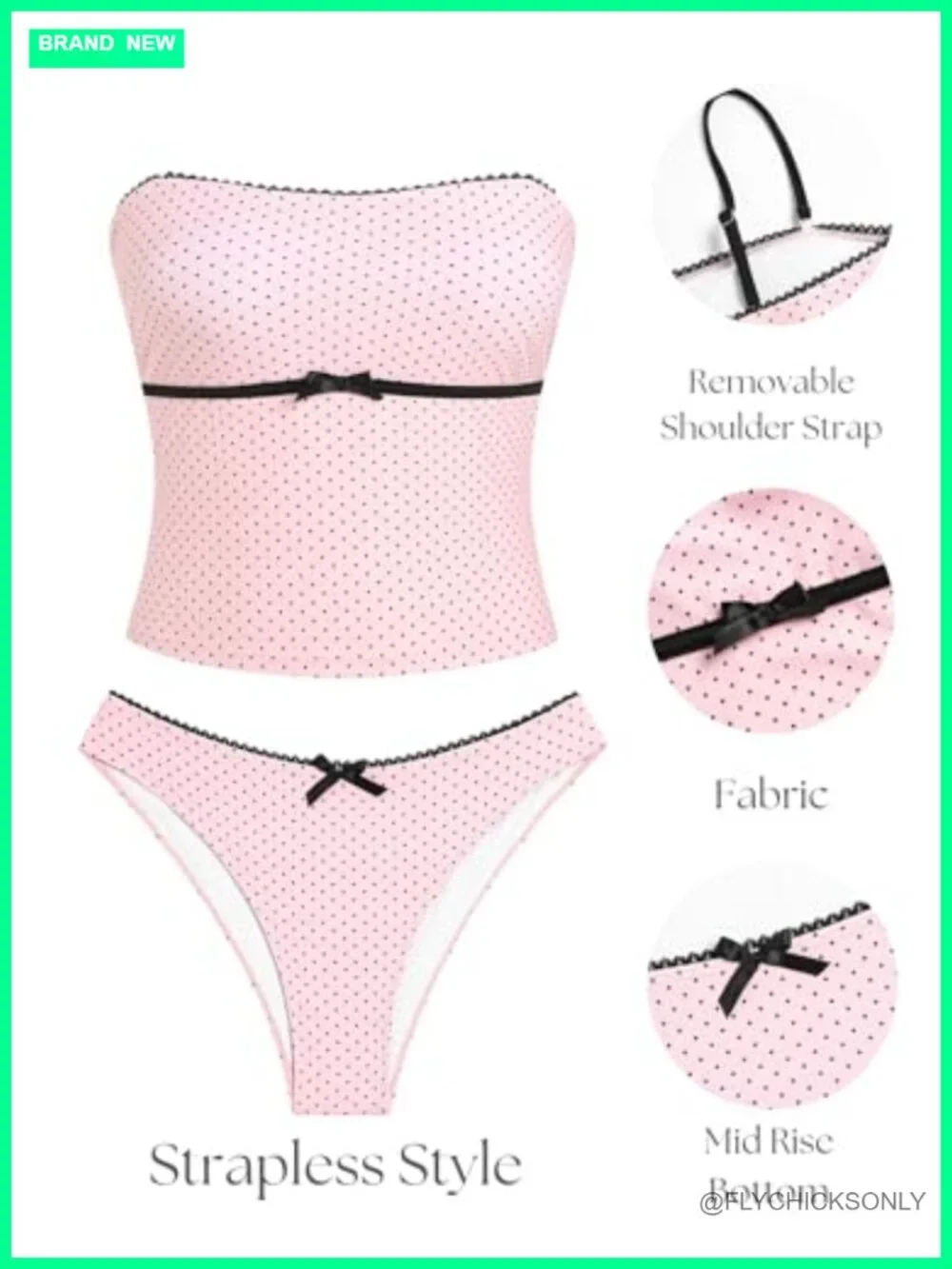 ZAFUL Tankini Swimsuits Women Bandeau Bow Y2K Bathing Suit